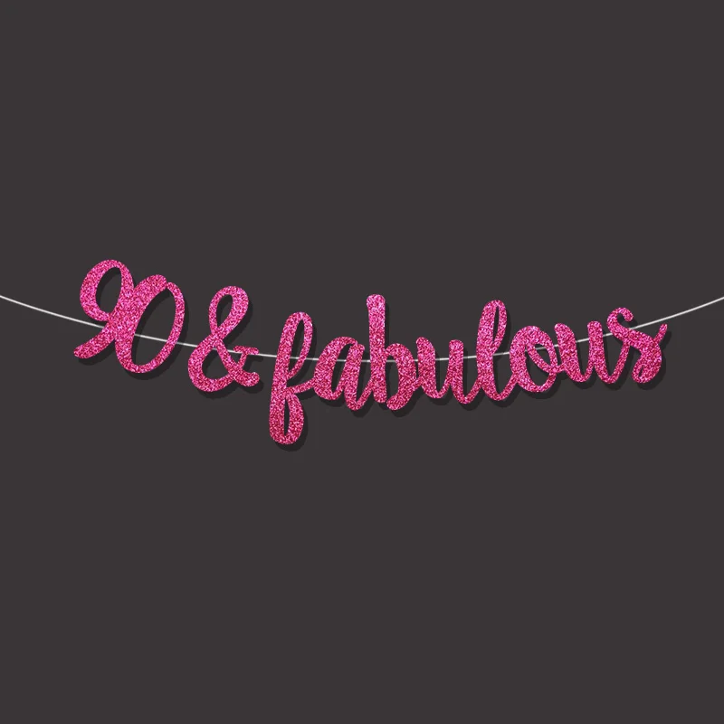 Золотой/черный/Серебряный Блестящий 90 & Сказочный баннер 90th happpy знак дня рождения