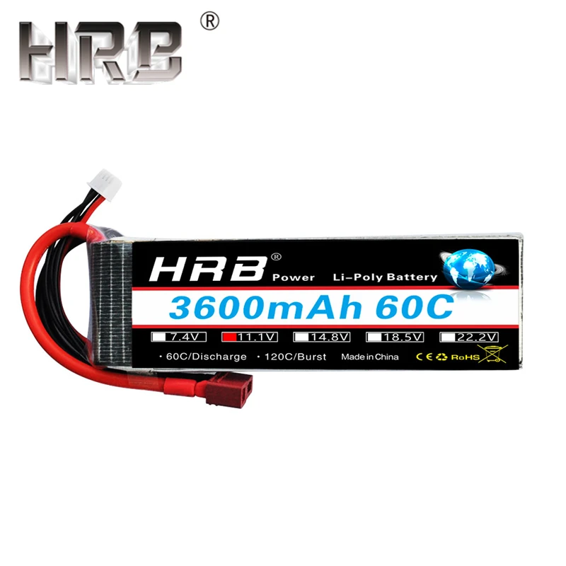 HRB RC Lipo батарея 3S 11,1 V 3600mAh 60C XT60 T вилка части для Traxxas Вертолет Самолет Дрон игрушки EC5 Женский Мужской разъемы