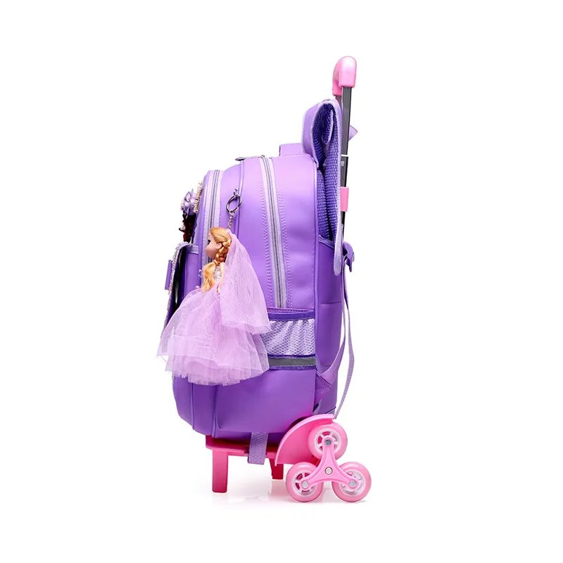 Школьные сумки на колесиках для девочек-подростков, 3 колеса, Детская сумка на колесиках, детский школьный рюкзак, водонепроницаемый нейлоновый рюкзак, большая ВМЕСТИТЕЛЬНОСТЬ