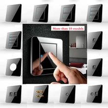 Interrupteur miroir domestique noir ue, Type complet 86, prise lumière LED points, câble pour réseau TV mural, USB, allemand, anglais et français