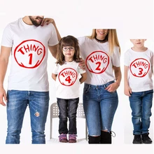 

2018 New T-Shirt Family Clothing Mother/Father/Kid Family Look Matching Outfits Clothes 1/2/3/4 Number Printed Short Cotton Tees