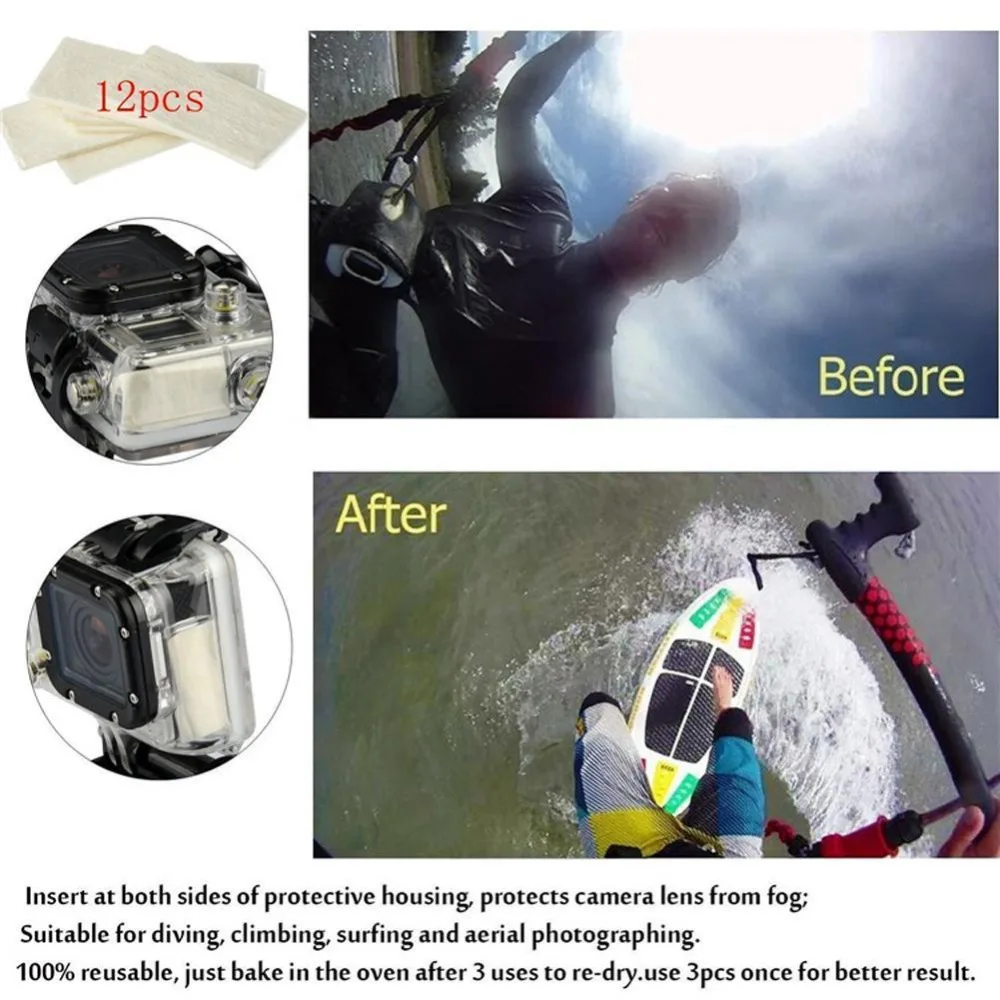 Go Pro accessories Anti fog interts 12pcs included Reusable for Go Pro 4 3 2 1