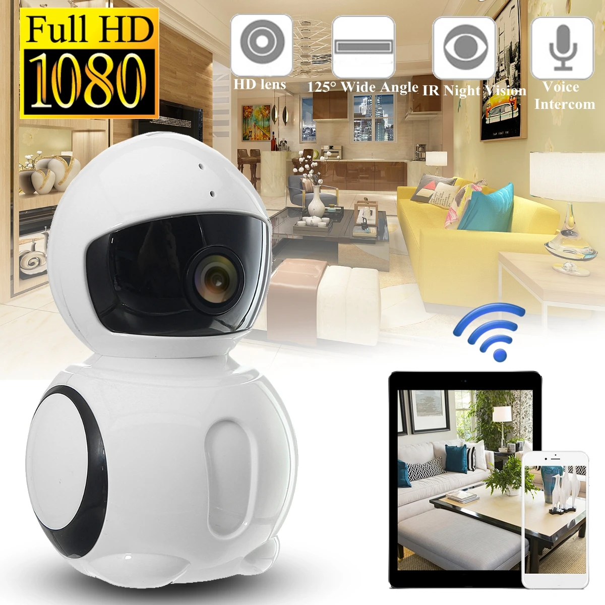 

G1804 Wifi 1080P 2MP Camcorder IP Camrea CMOS 180 Degree Wide Angle Support Cloud Storage Multiple D