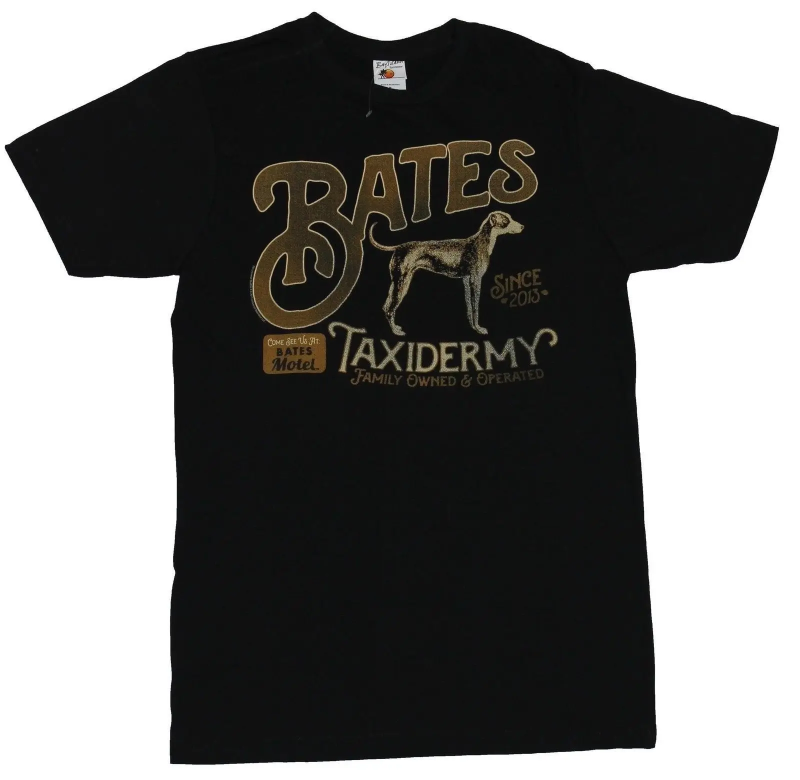 

Bates Motel Mens T Shirt Bates Taxidermy Dog Logo Image