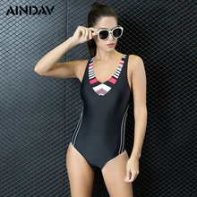 Цельный купальник, консервативный купальник, женская спортивная одежда, maillot de bain, одноцветные боди, спортивный купальник, женский черный купальник