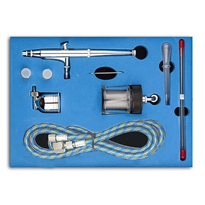 Комплект аэрографа двойного действия 0,2 мм/0,3 мм/0,5 мм Игла Аэрограф Дизайн ногтей лицо макияж тела татуировки большой емкости - Цвет: airbrush kit