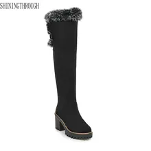 Новинка года; пикантные женские зимние сапоги; сапоги на высоком каблуке; женские сапоги до колена; модельная обувь для женщин