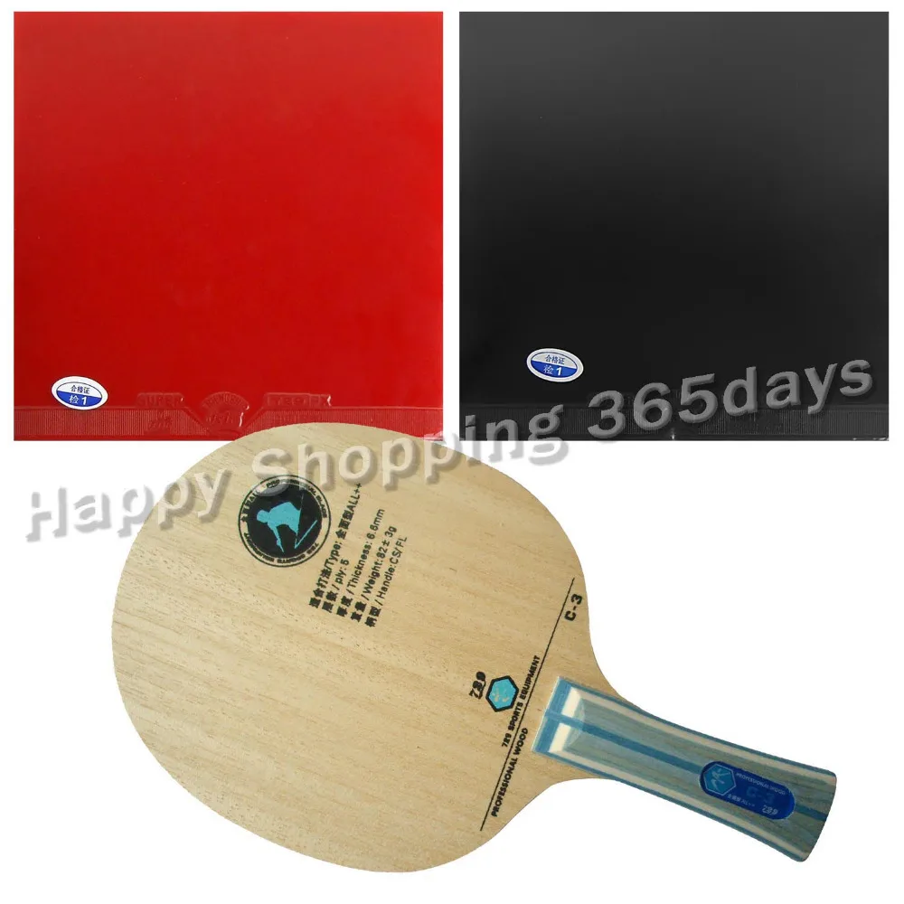 

Original Pro Table Tennis PingPong Combo Racket RITC729 C-3 Blade with 2x Super FX Rubbers Shakehand long handle FL