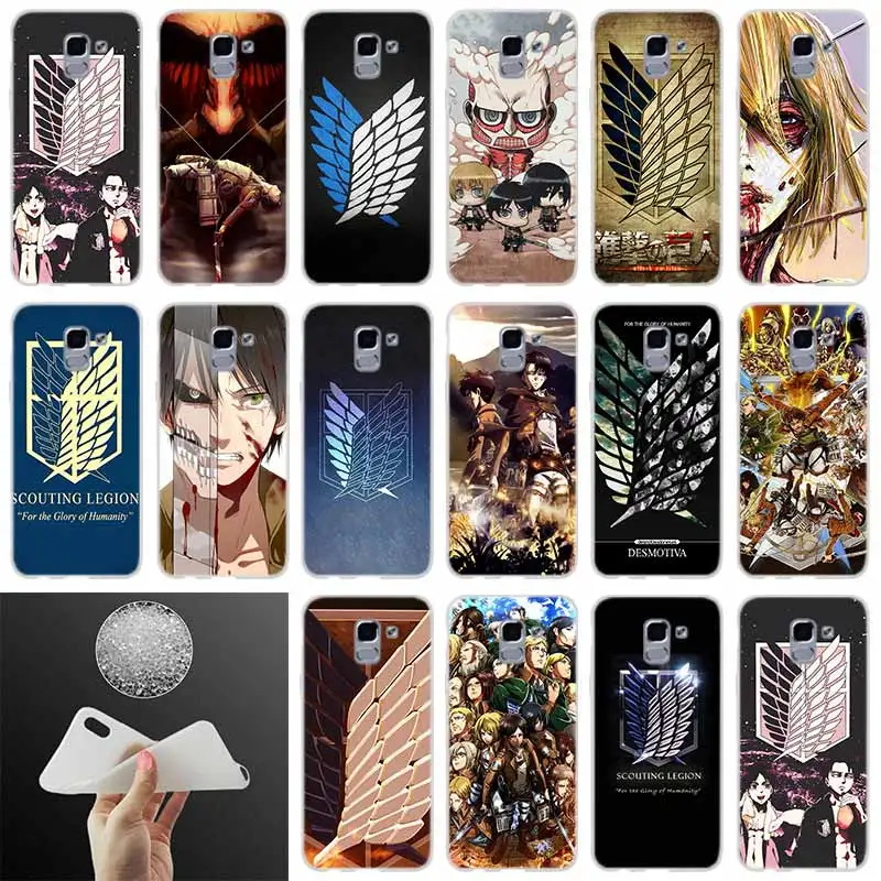 

silicone Phone Cover Japanese anime Attack on Titan FOR Samsung Galaxy J6 J4 J8 J7 2018 Plus J3 J5 J7 Prime Pro 2017 2016 case