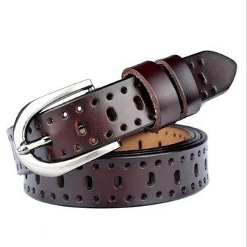 

new luxury Genuine leather belt for women high quality hole fashion strap pin metal buckle ceinture femme cow leather wbl087