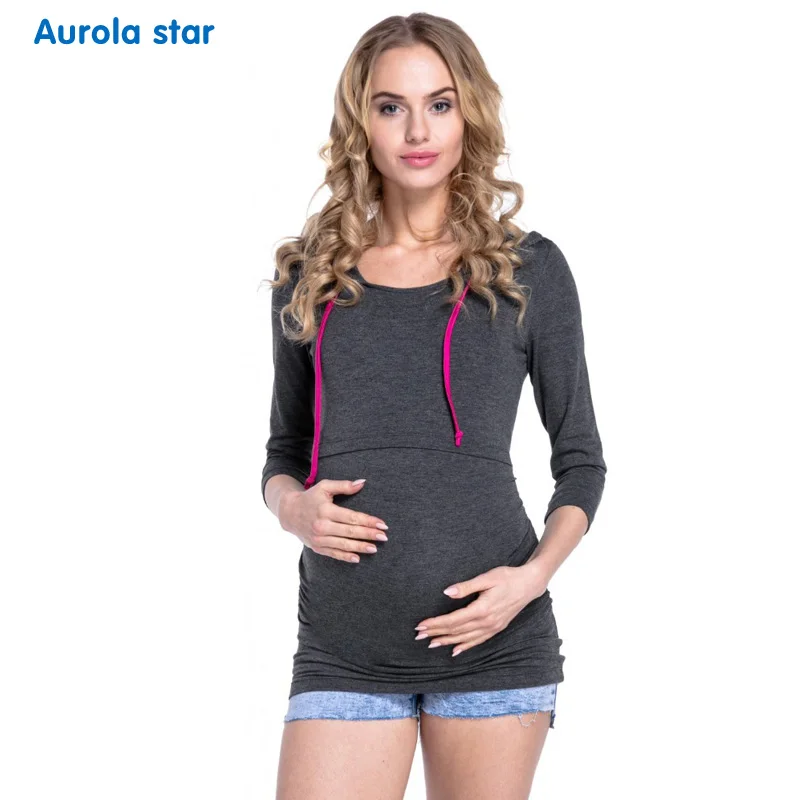 maternity nursing hoodies AS1791 dark grey 003
