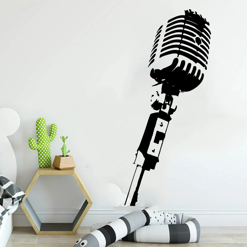 Large Microphone  Music Wall Decal Bedroom Baby Nursery  Microphone  Mic Studio Wall Sticker Classroom Kids Room Vinyl Decor Art (2)