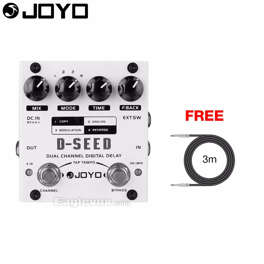 JOYO D-SEED Dual Channel Digital Delay Guitar Effect Pedal with Free 3m Cable