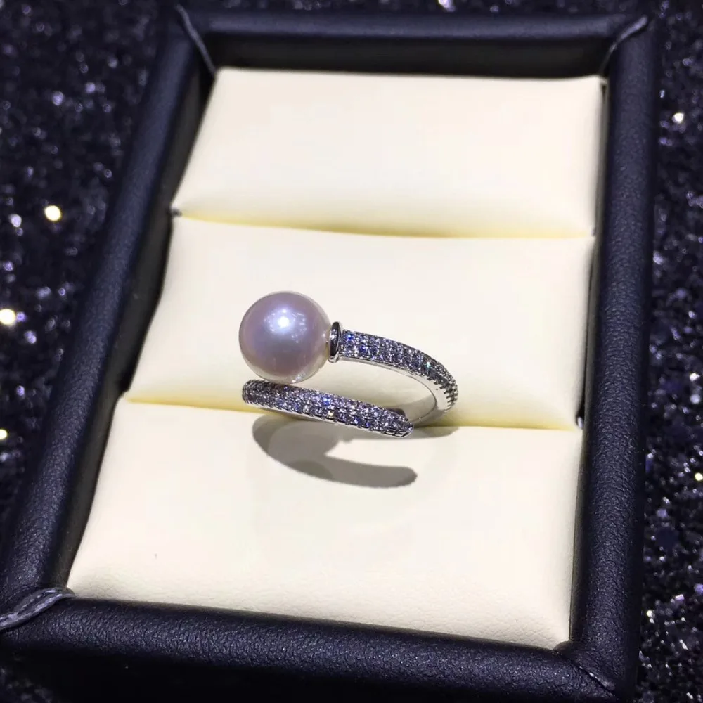 

925 Silver Adjustable Ring Blank/Base New Design Pearl Rings Settings Findings For Fashion Accessories Jewelry Making 1pcs