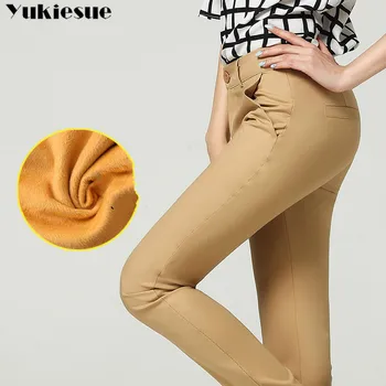

Plus Size Trousers Women Pants winter warm fleece thick Casual OL Formal Harem Pants Women Office Pants female pantalon femme