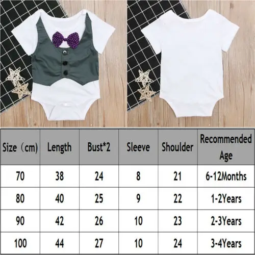 

Cute Baby Boy First 1st Summer Party Gentleman Bow Romper Jumpsuit Clothes US