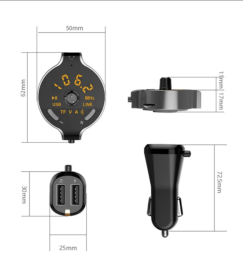 3,5 мм AUX автомобиля Bluetooth Handsfree fm-передатчик TF Car Audio светодиодный MP3 плеер приемник 2.1A Dual USB быстрой Зарядное устройство адаптер