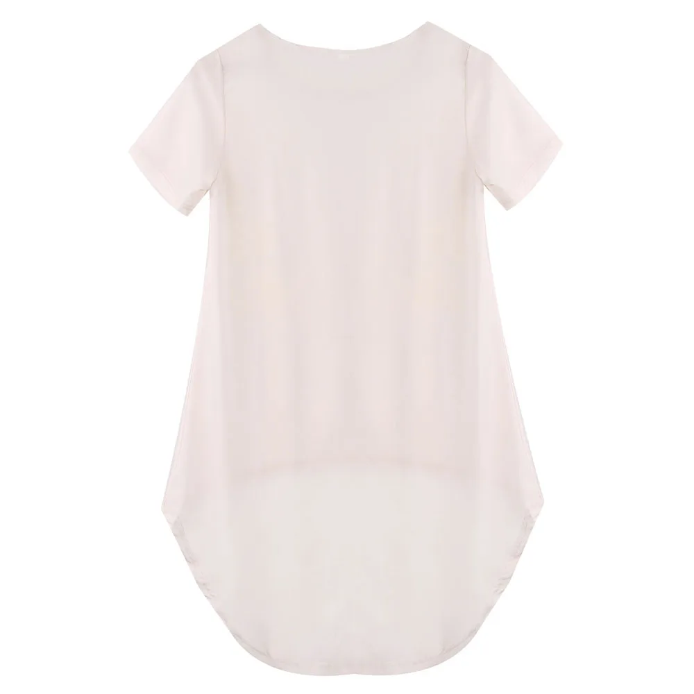 Summer Women O-Neck Chiffon Top Tee Irregular Solid Blouses Casual Loose Short Sleeve Blouse Blusa Plus Size S-5XL Summer Women O-Neck Chiffon Top Tee Irregular Solid Blouses Casual Loose Short Sleeve Blouse Blusa Plus Size S-5XL