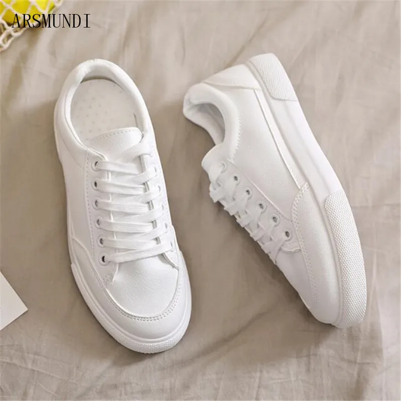 

ARSMUNDI Women Casual Shoes Female Soft Sneakers Flats Girls Breathable Vulcanized Shoes Lace Up White Zapatos De Mujer M588