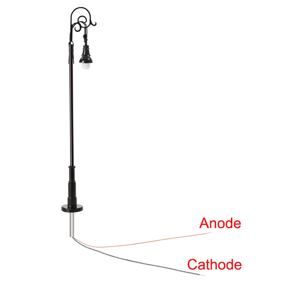 10 шт. HO весы лампа столб одна голова 1: 87 уличные огни 9 см модель железнодорожного поезда светодиоды миниатюрный теплый белый LQS68HO