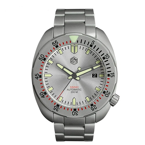 Мужские часы San Martin, модные, из нержавеющей стали, для дайвинга, механические часы, 200, водонепроницаемые, C3, Супер Светящиеся, Relojes Hombre - Цвет: ETA SILVER DAIL