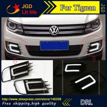 12 В 6000 К светодиодный DRL Дневной ходовой светильник для VW Tiguan 2013 противотуманная фара рамка противотуманный светильник для стайлинга автомобилей