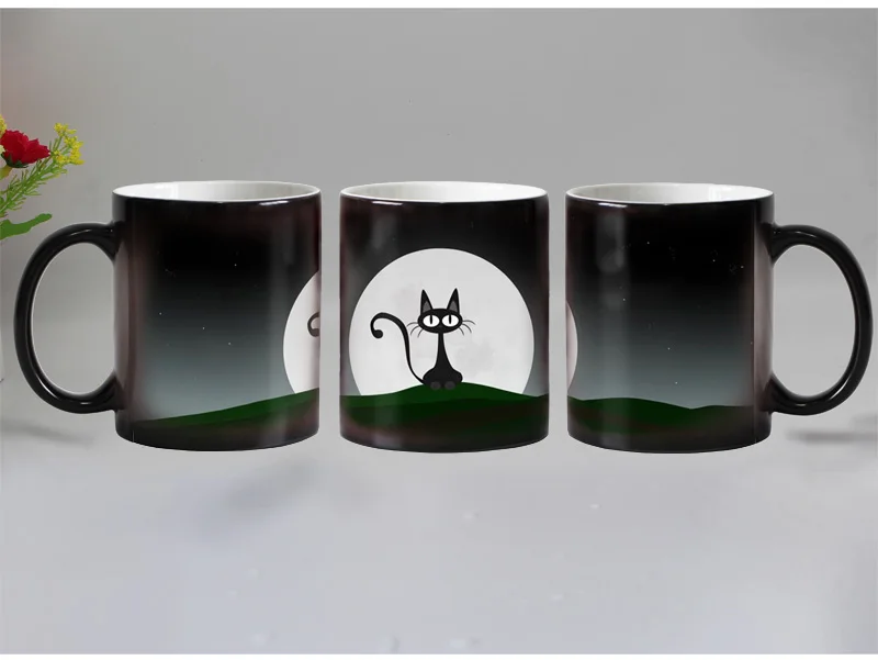 С изображением кота из мультфильма Термочувствительная, кофейная кружка фарфоровая чашка Волшебная меняющая цвет Чай чашки подарок на год