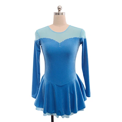 Платье для фигурного катания Nasinaya Индивидуальные соревнования ледяные юбки для конькобежцев для девочек женщин детей Patinaje гимнастика представление 38 - Цвет: sky blue