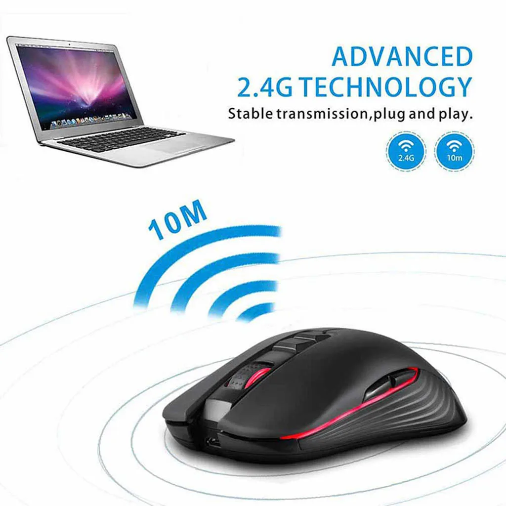 Беспроводная игровая мышь VOBERRY M600 2 4 ГГц 7 портативных кнопок для ноутбука