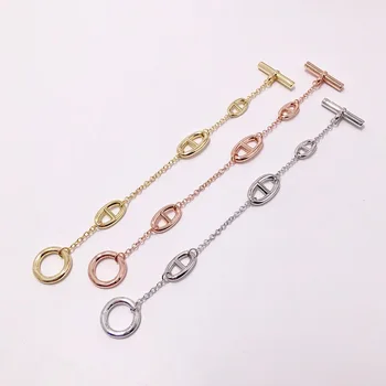 

High Quality Stainless Steel Pig Nose Style Bracelet Silver Gold 3 Tones Charm OT Buckle Bracelet For Women Brand Jewelry