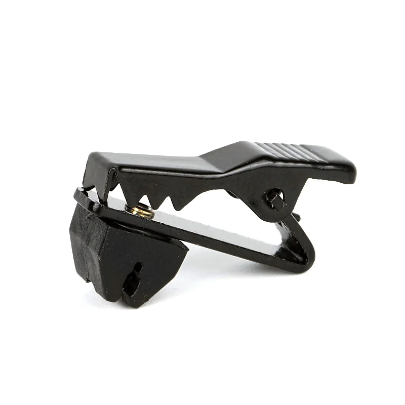 

Free Shipping 5PCS/Lot Black Color Crocodile Clasp Lapel Lavalier Microphone Cable Tie Clip Collar Clamp Microphone Holder Clamp