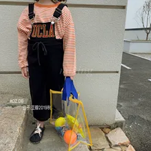 Магазин г. Корейская детская одежда повседневные ремни для девочек Cuhk Осень Новая мода вентиляторы вышитые буквы