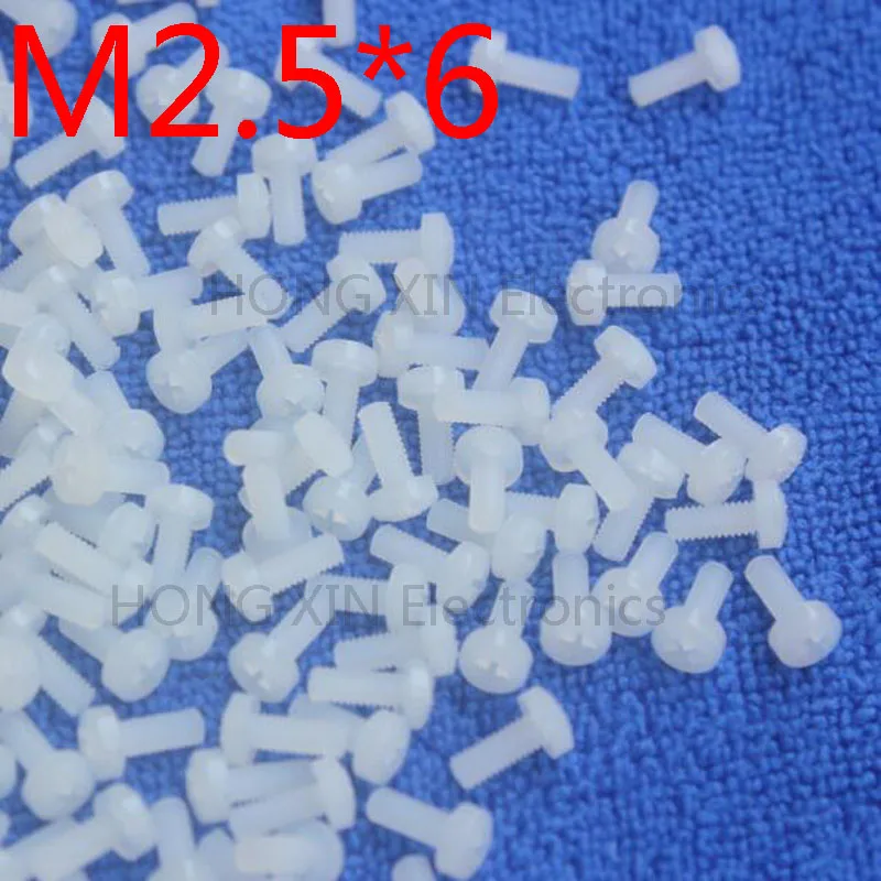 

M2.5*6 White Round Head nylon Screw 6mm plastic screw Insulation Philips Screw brand new RoHS compliant PC/board 100pcs