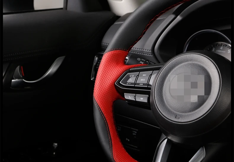 Кожаный чехол на руль для MAZDA 6 ATENZA M6 2014 2019 ручная работа|Хромирование| |
