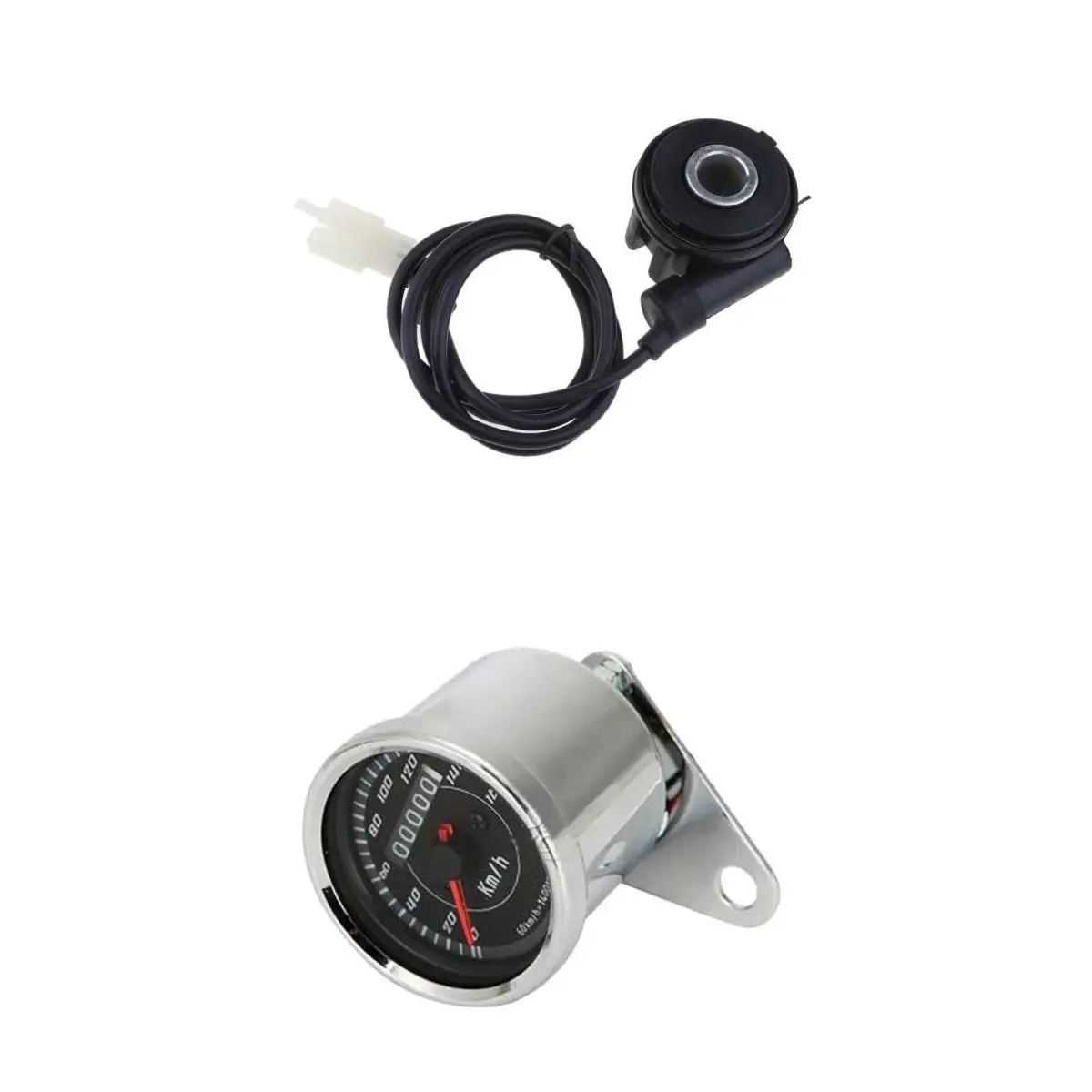

12V Motorcycle Dual LED Odometer Speedometer KPH With Sensor Cable 3 Wires