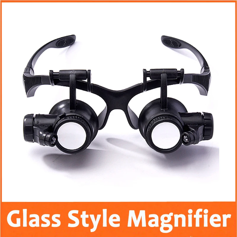 10X 15X 20X 25X Illuminated Goggle Glasses Style Reading Repair Magnifier Loupe Magnifying Glass with LED Lamps and Headband | Инструменты