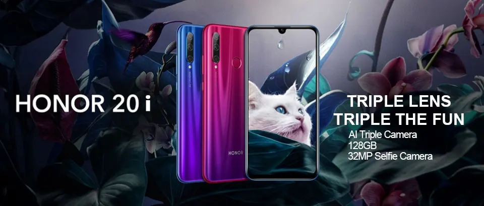 Honor 20i мобильный телефон Kirin 710 4 Гб 6 ГБ ОЗУ 64 Гб 128 ГБ 256 Гб ПЗУ Android 9,0 4G LTE 6,21 ''экран 32,0 МП распознавание лица