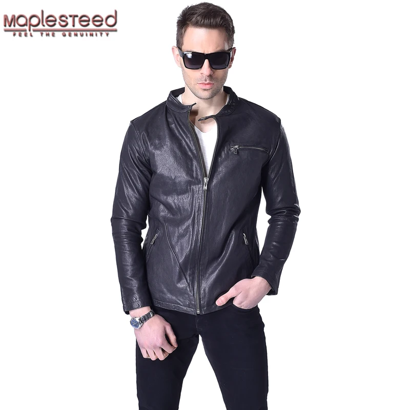 Aliexpress.com : Buy Factory Vegetable Tanned Goat Leather Jacket Men ...