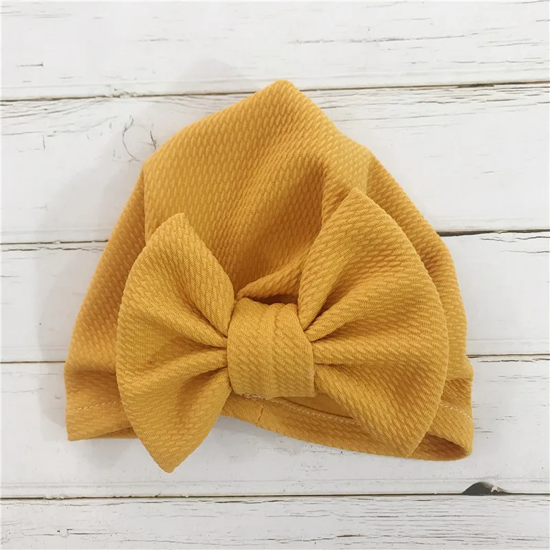 Весна-Осень, детские шапки, тюрбан для новорожденных девочек, детские шапки принцессы с большим бантом, Детские шапочки, аксессуары - Цвет: yellow