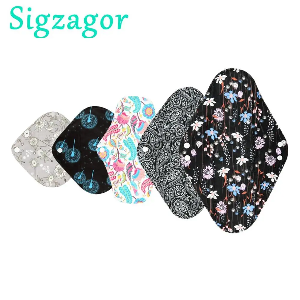 

[Sigzagor]S M L XL Cloth Menstrual Pad Sanitary Bamboo Charcoal Reusable Washable Panty Liner Regular Overnight