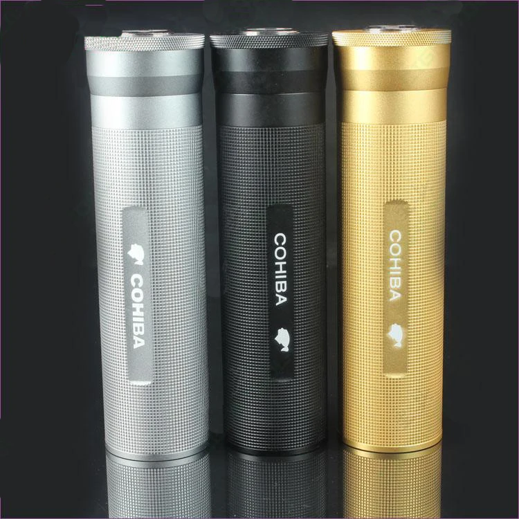 

COHIBA Flashlight Design Cigar Humidor Cigar Tube Holder Equipped for Smoking with Humidity Table and Humidor