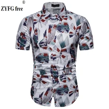 2019 Summer Men's blouse Short Sleeve Shirts Cotton Polyester Blend turn-down collar Flower Print Shirt Beach Hawaii Casual Shir 2019 Summer Men's blouse Short Sleeve Shirts Cotton Polyester Blend turn-down collar Flower Print Shirt Beach Hawaii Casual Shir