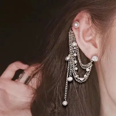 

New Fashion 1 Earring Silver Plated Drop Dangle Hanging Pearl Crystal Stone Long Earrings For Women Jewelry brincos bijoux E65