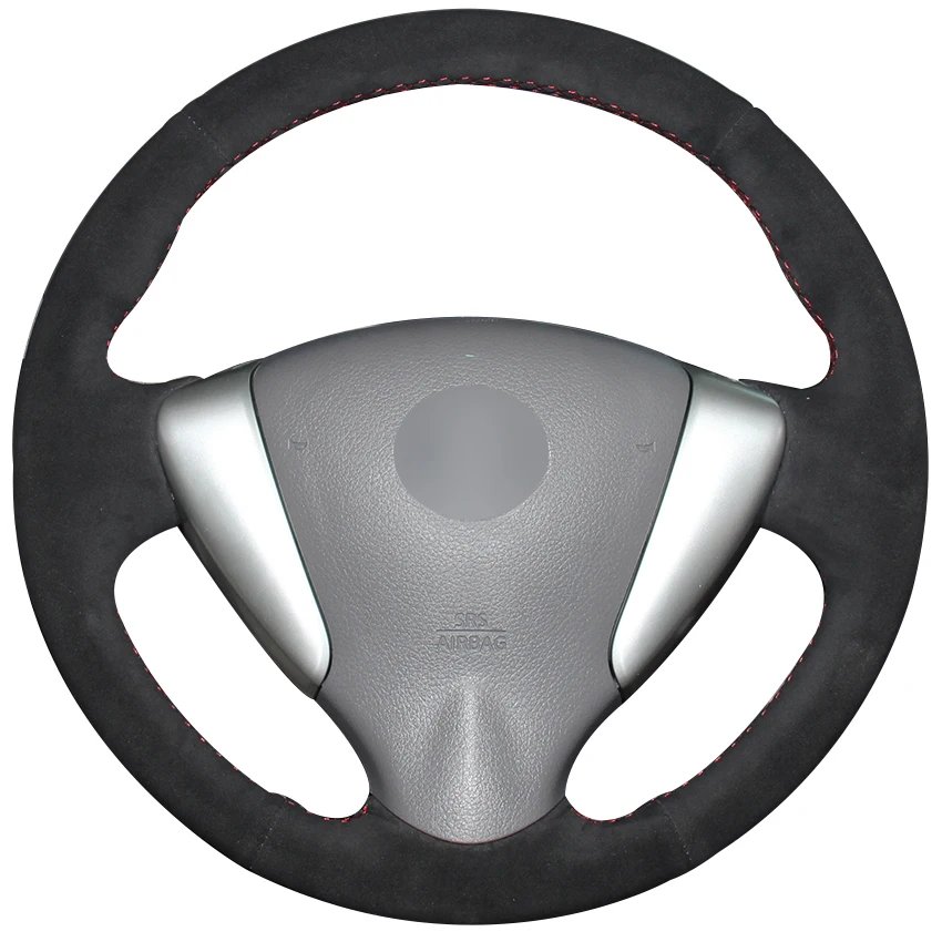 Black Suede Car Steering Wheel Cover for Nissan Tiida Sylphy Sentra