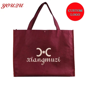 

customized non woven tote bag with snap Button close at top part welcome logo printing