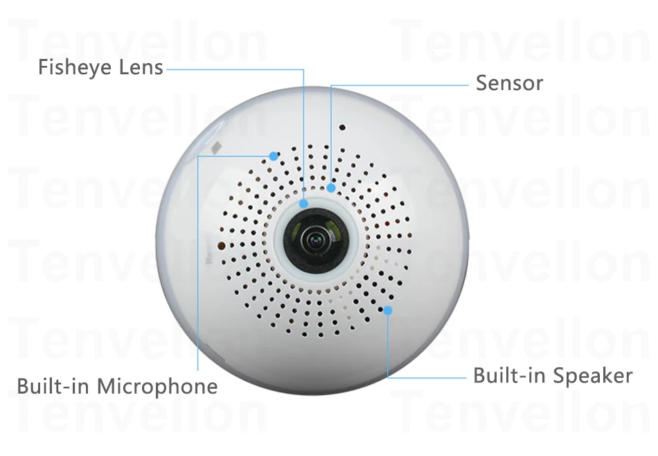 3.0 MP 360 Degree Bulb Lamp Wireless IP Camera 1080P Fisheye Panoramic Security Camera Wifi Night vision CCTV Camera