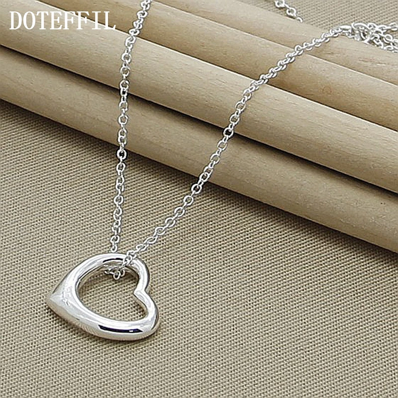 Womens silver heart necklace Clearance