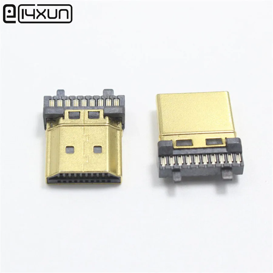 

2pcs HDMI 19P Gold Plated Male Plug Digital HD Connector Network set - top box Plugs Repair Parts