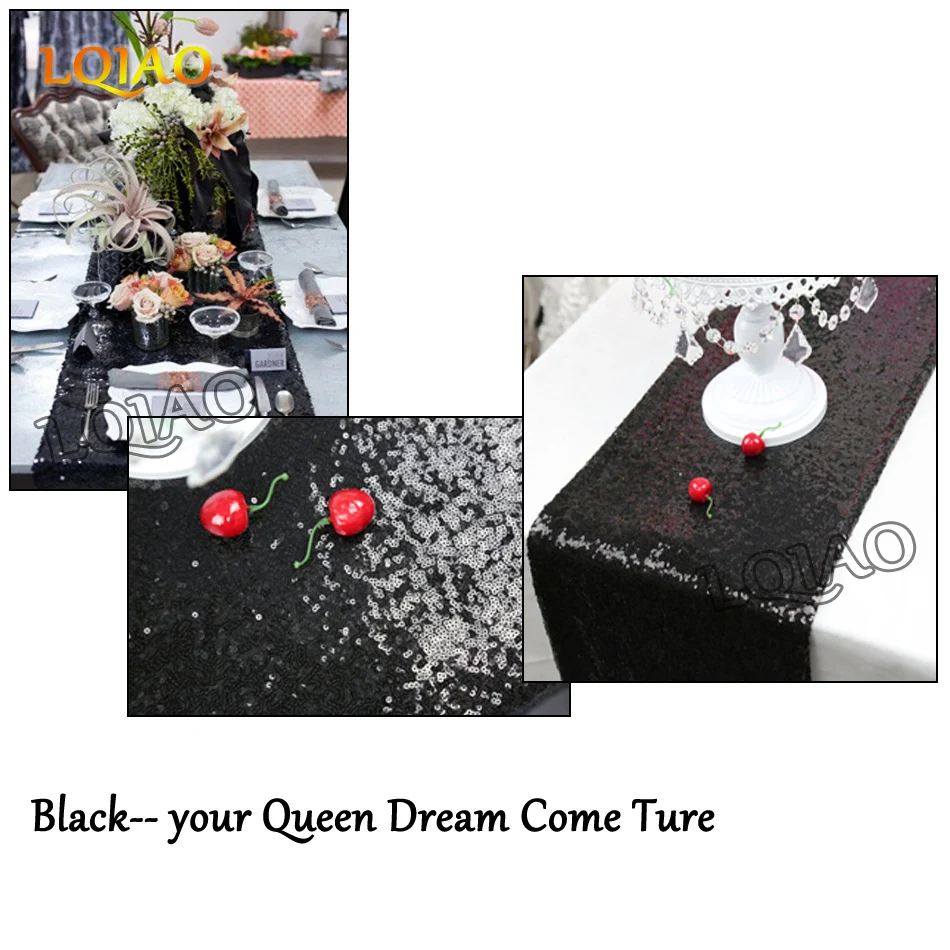 Black Sequin Table Runner-001