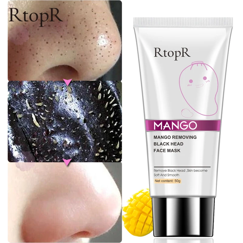 

RtopR Mango Blackhead Remover Mask Acne Peel Off Treatment Mud Nose Pore Shrink Clean Mask Oil-control Whitening Face Skin Care